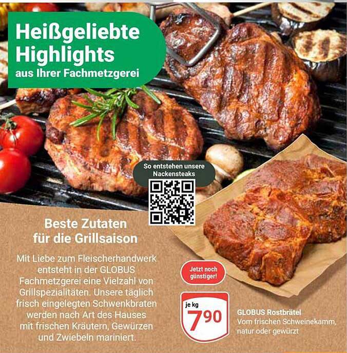 Globus Rostbrätel vom frischen Schweinekamm, natur oder gewürzt