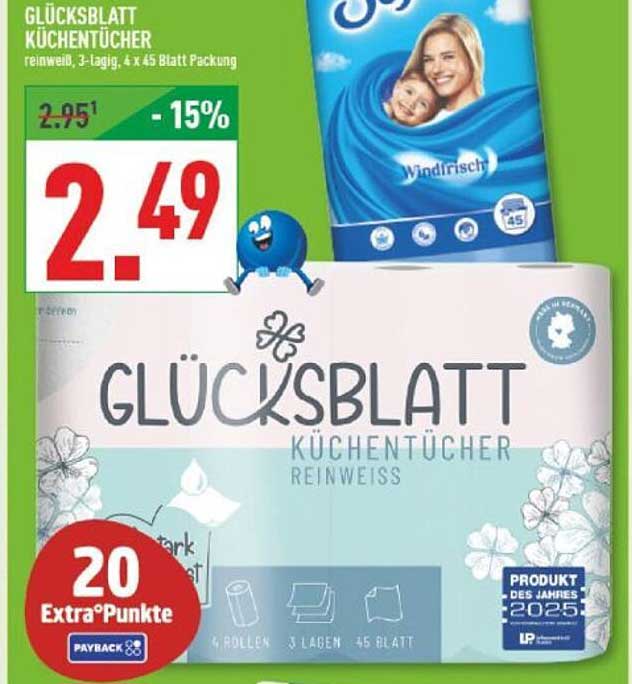 GLÜCKSBLATT KÜCHENTÜCHER 4 x 45 Blatt Packung