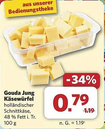 Gouda Jung Käsewürfel - holländischer Schnittkäse, 48 % Fett i. Tr.