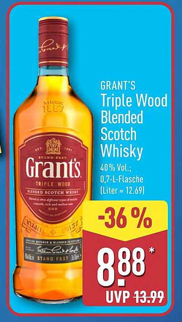 GRANT'S Triple Wood Blended Scotch Whisky, 0,7 L