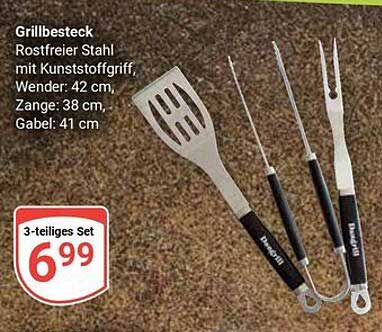 Grillbesteck 3-teiliges Set mit Kunststoffgriff