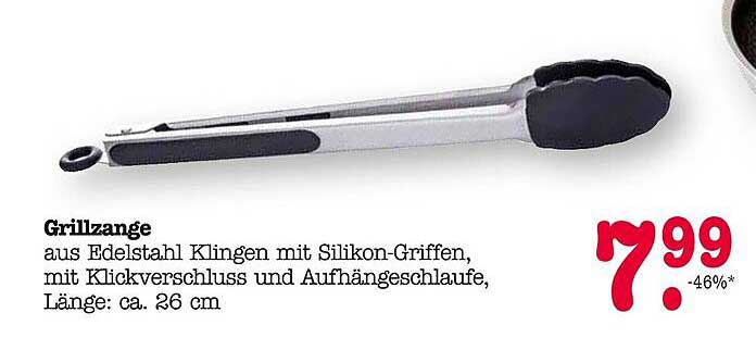 Grillzange aus Edelstahl mit Silikongriffen