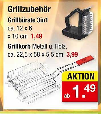 Grillzubehör - Grillbürste 3in1 & Grillkorb