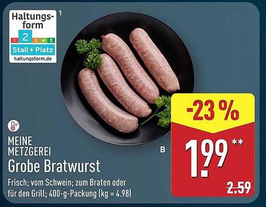 Grobe Bratwurst - Frisch vom Schwein