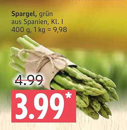 Grüner Spargel aus Spanien, Kl. I - 400 g für nur 3,99 €