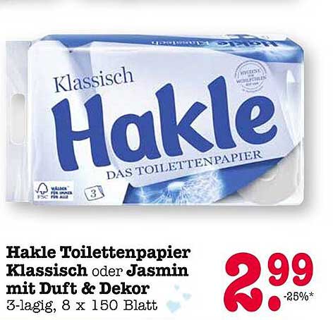 Hakle Toilettenpapier Klassisch oder Jasmin mit Duft & Dekor