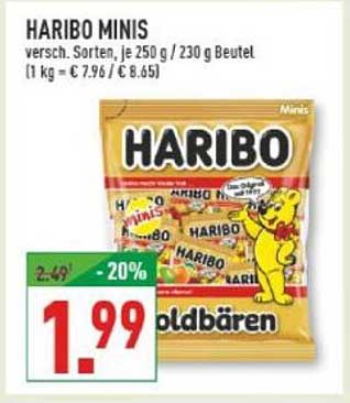 HARIBO MINIS - Vers. Sorten, je 250 g / 230 g Beutel