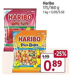 Haribo Rote Tüte und Pico-Balla Sauer 175/160 g für nur 0,89 €