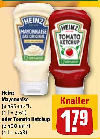 Heinz Mayonnaise oder Tomaten Ketchup - Knallerangebot!