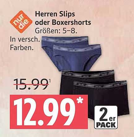 Herren Slips oder Boxershorts - 2er Pack