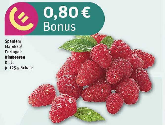 Himbeeren Kl. I, je 125-g-Schale