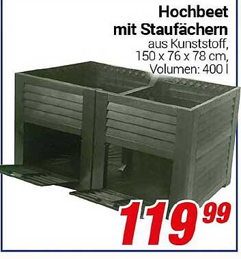 Hochbeet mit Staufächern aus Kunststoff