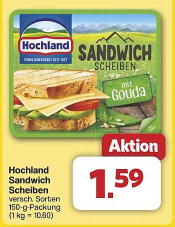 Hochland Sandwich Scheiben mit Gouda - 150 g Packung