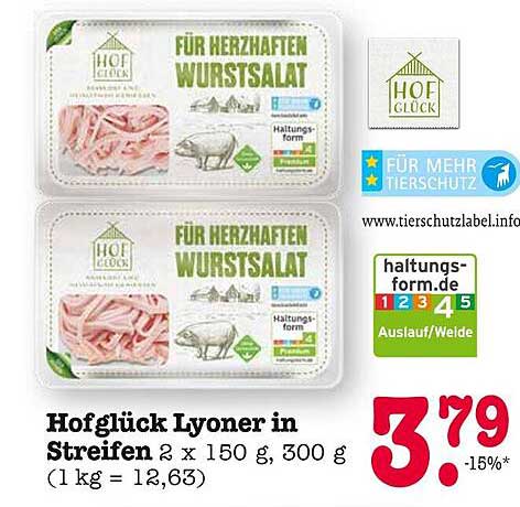 Hofglück Lyoner in Streifen 2 x 150 g
