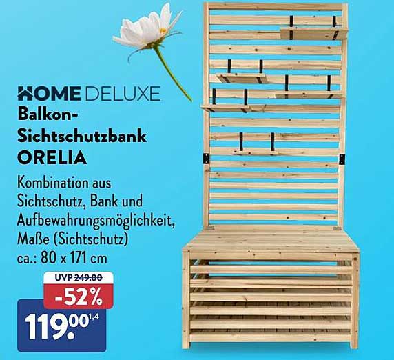 HOME DELUXE Balkon-Sichtschutzbank ORELIA