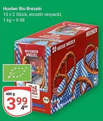 Huober Bio Brezeln 10 x 2 Stück, einzeln verpackt
