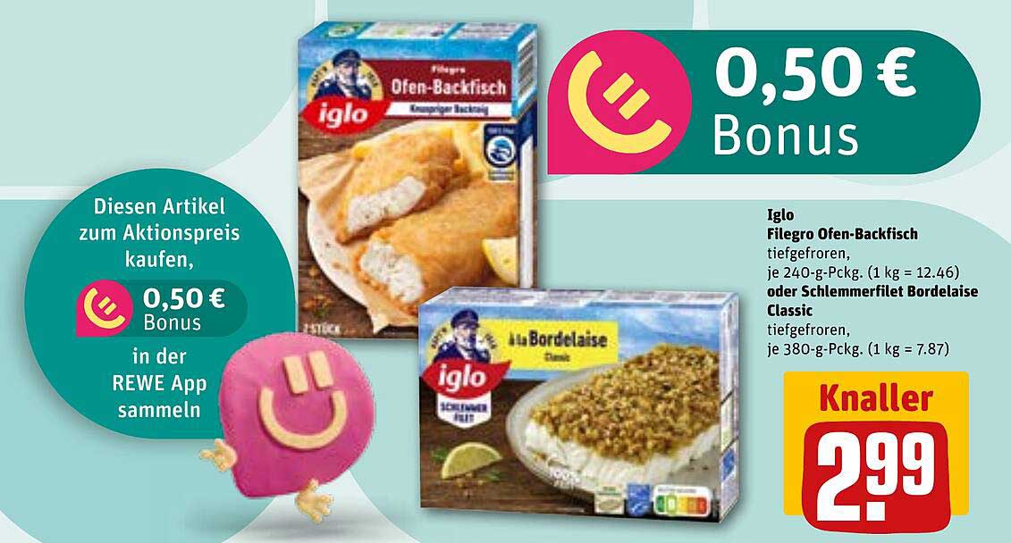 Iglo Filegro Ofen-Backfisch tiefgefroren 240 g für nur 2,99 €