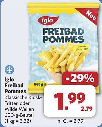 Iglo Freibad Pommes 600-g-Beutel - jetzt für nur 1,99 €!