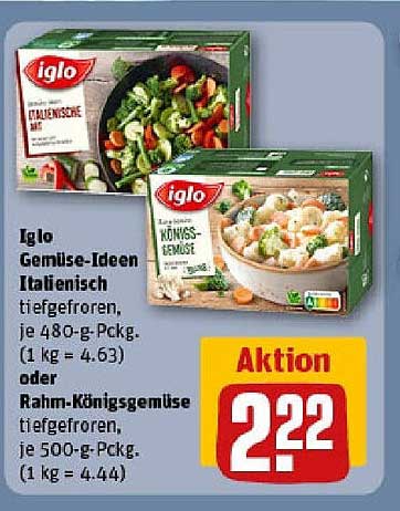 Iglo Gemüse-Ideen Italienisch oder Rahm-Königsgemüse tiefgefroren