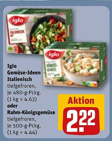 Iglo Gemüse-Ideen Italienisch oder Rahm-Königsgemüse tiefgefroren