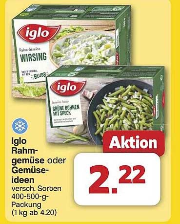Iglo Rahmgemüse oder Gemüseideen 400-500 g - Aktionsangebot