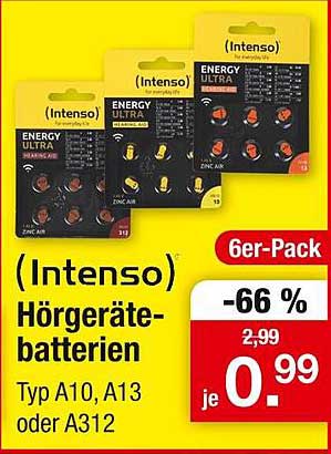 (Intenso) Hörgerätebatterien Typ A10, A13 oder A312