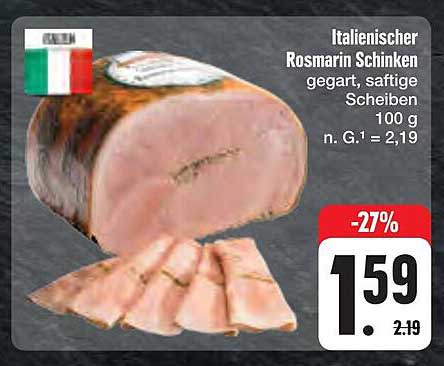 Italienischer Rosmarin Schinken, gegart, saftige Scheiben