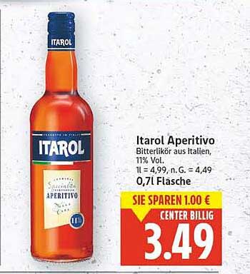 Itarol Aperitivo - Bitterlikör aus Italien, 11% Vol.