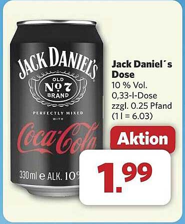 Jack Daniel's Dose 330 ml - Perfekt gemixt mit Coca-Cola