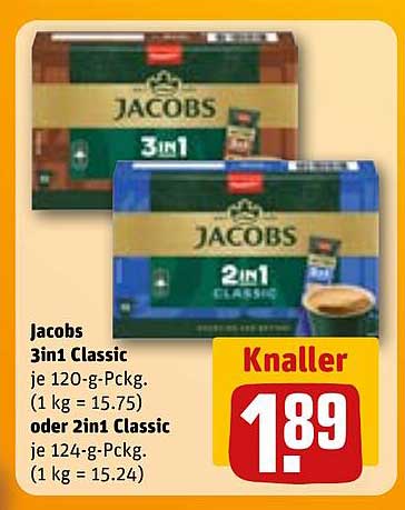 Jacobs 3in1 Classic und 2in1 Classic jeweils in optimaler Größe