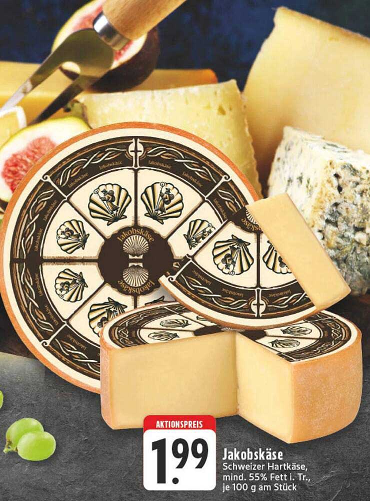 Jakobskäse - Schweizer Hartkäse, mind. 55% Fett i. Tr., je 100 g am Stück