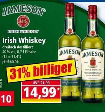 Jameson Irish Whiskey 0,7 l Flasche