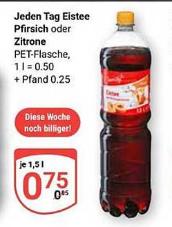 Jeden Tag Eistee Pfirsich oder Zitrone, 1,5 l PET-Flasche