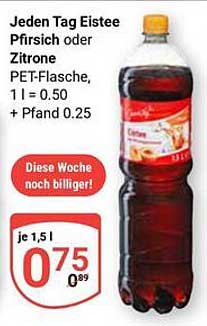Jeden Tag Eistee Pfirsich oder Zitrone 1,5 l PET-Flasche