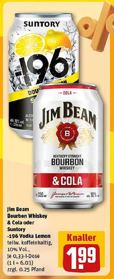 Jim Beam Bourbon Whiskey & Cola oder Suntory (330 ml)