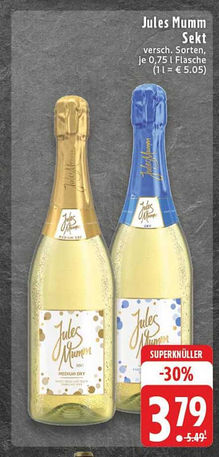 Jules Mumm Sekt, verschiedene Sorten, je 0,75 l Flasche