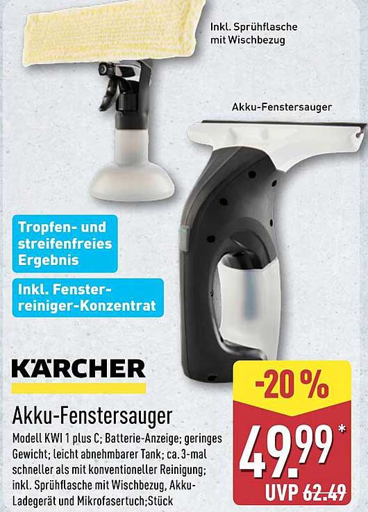 Kärcher Akku-Fenstersauger Modell KW1 plus C