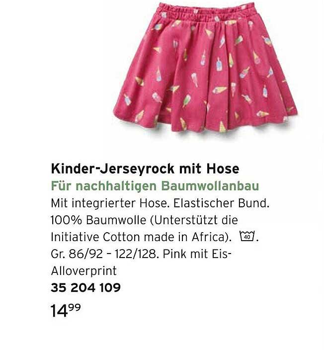 Kinder-Jerseyrock mit Hose für nachhaltigen Baumwollbau
