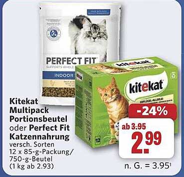 Kitekat Multipack Portionsbeutel oder Perfect Fit Katzennahrung
