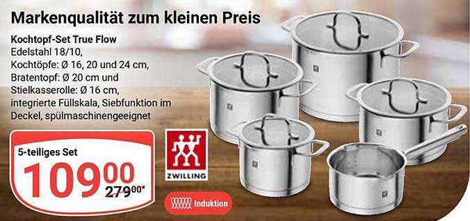 Kochtopf-Set True Flow aus Edelstahl 18/10 – 5-teilig von ZWILLING