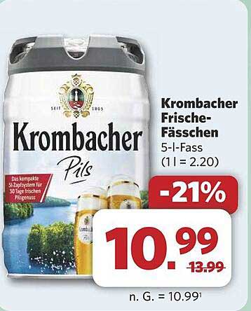 Krombacher Frische-Fässchen 5-l-Fass -21%