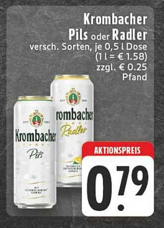 Krombacher Pils oder Radler – Verschiedene Sorten, je 0,5 l Dose