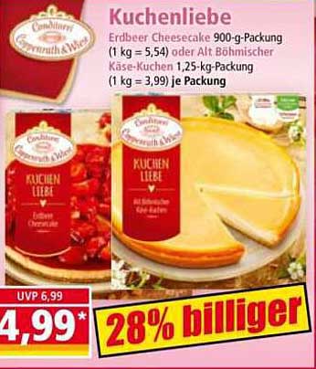 Kuchenliebe Erdbeer Cheesecake 900-g-Packung oder Alt. Böhmscher Käse-Kuchen