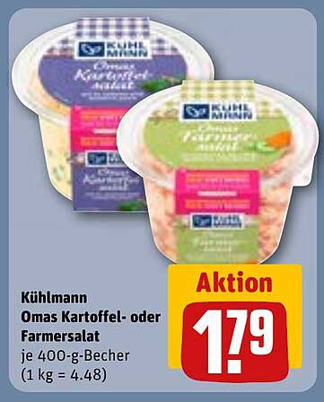 Kühlmann Omas Kartoffel- oder Farmersalat, je 400-g-Becher