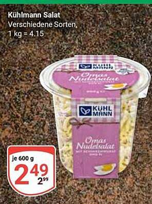 Kühlmann Salat – verschiedene Sorten, 600 g für nur 2,49 €