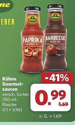 Kühn Gourmet-Saucen 250-ml-Flasche - Paprika und Barbecue