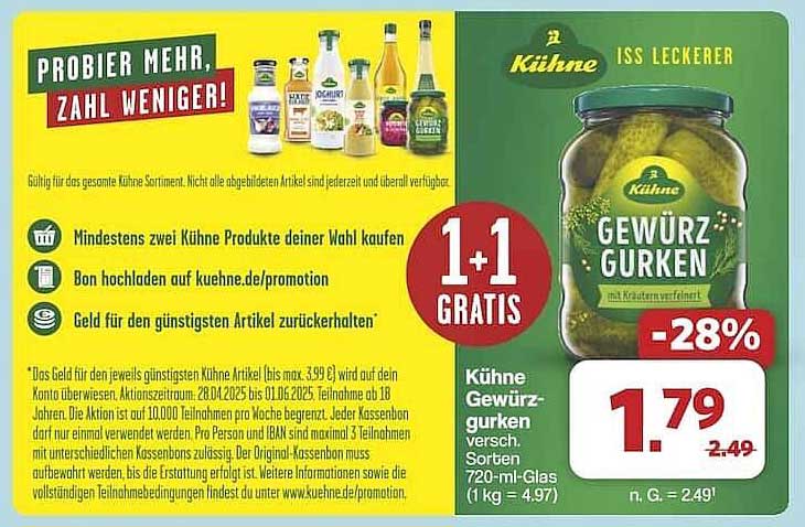 Kühnés Gewürzgurken 720-ml-Glas, sortenverschiedene