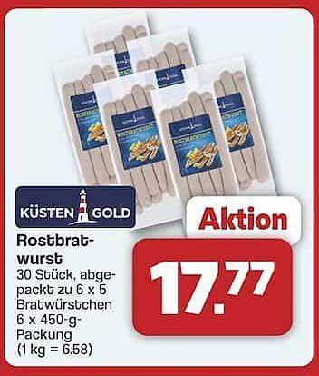 KÜSTEN GOLD Rostbratwurst – 30 Stück in praktischen Packungen