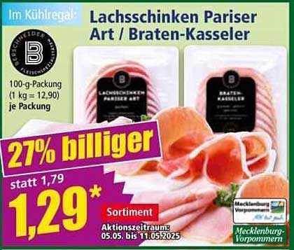 Lachsschinken Pariser Art / Braten-Kasseler 100-g-Packung