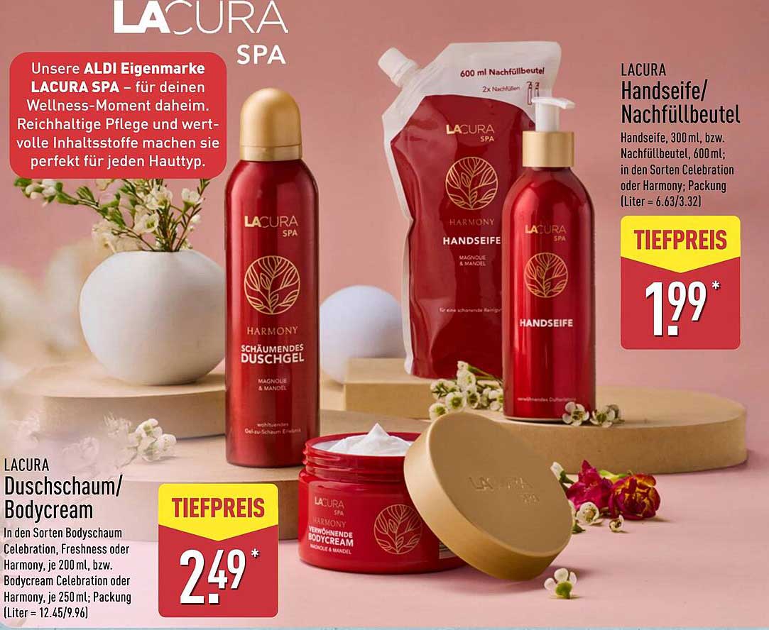 LACURA SPA Handseife/Nachfüllbeutel - 300 ml, bzw. Nachfüllbeutel 600 ml; in den Sorten Celebration oder Harmony